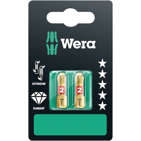 Wera 851/1 BDC SB bits, PH 2 x 25 mm, 2 pieces 5073335001