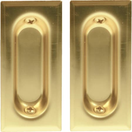 Johnson Hardware 3'' Rectangular Brass Flush Pocket Door Pull, 2-Count 40-3PPK2