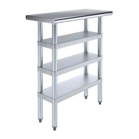 Amgood 14in D x 30in L Stainless Steel Table, Three Undershelves AMG WT-1430-3SH-Z