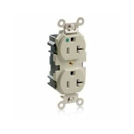 Leviton Straight Blade Receptacle, 5-20R, 20 A, 125V AC, 2 Pole, 3 Wire, Flush Mount, Single, Ivory M8300-I