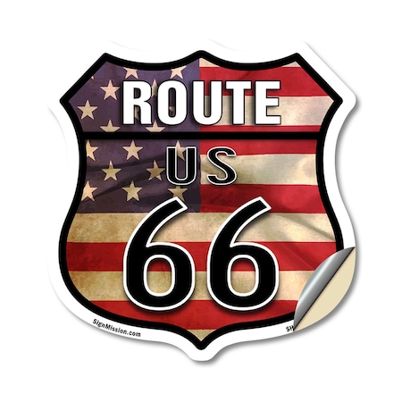 Signmission Route Us 66 Flag, 12 Inch X 12 Inch, Vinyl Decal SHI-D-12-483