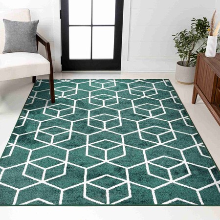 Jonathan Y Tumbling Blocks Modern Geometric Green/White 3 ft. x 5 ft. Area Rug SEU101D-3