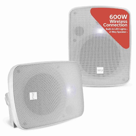 Pyle PYLE Outdoor Bluetooth Waterproof Speakers, 600W, 2-Way Stereo, Universal Mounting for Home/Boat PDWR54BTW