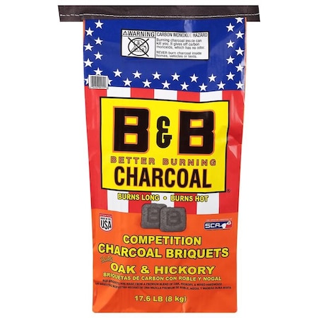 B&B Charcoal All Natural Hickory and Oak Charcoal Briquettes 17.6 lb B00074D-48