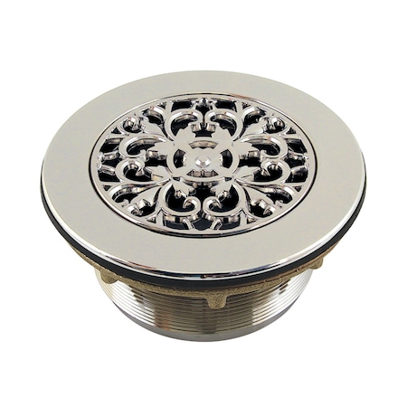Kingston Brass 4-1/4" Brass Round Grid Shower Base Drain with Flange, Polished Nickel BSFT4136