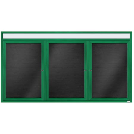 Aarco Enclosed Letter Board Directory w/ Powder Coated Green Al Frame and Header, 36''Hx72''W, 3 Doors ADC3672-3HG
