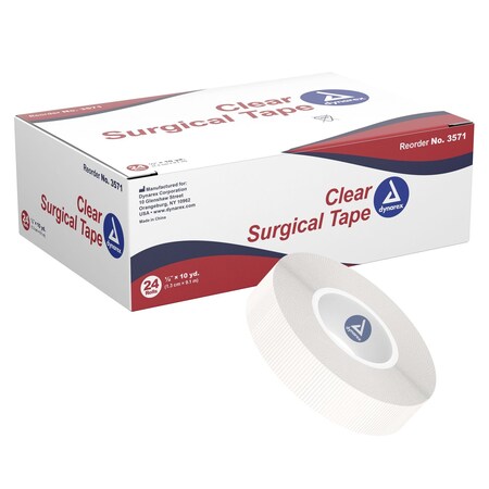 Dynarex Surgical Tape, Transparent, 1/2"x 10 Yards, 288PK 3571