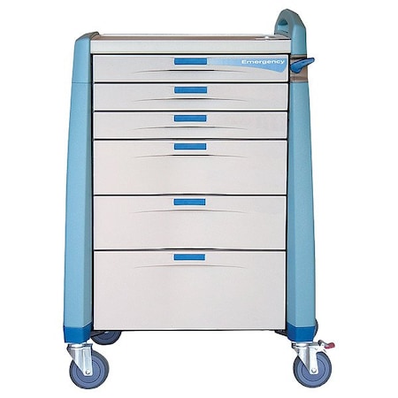 Capsa Healthcare Emergency Cart, 250 lb, Polymer, Assembled AM-EM-STD-BLUE