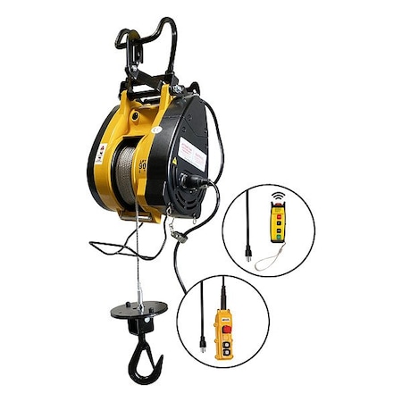 Oz Lifting Products Electric Wire Rope Hoist, 37 fpm, Yellow OBHW1000