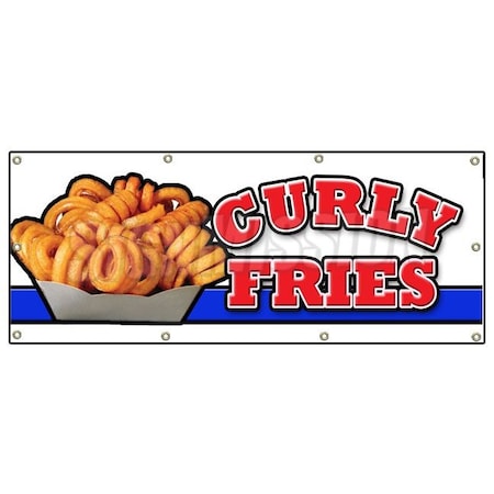 Signmission CURLY FRIES BANNER SIGN potato fries burgers restaurant fried ketchup B-96 Curly Fries