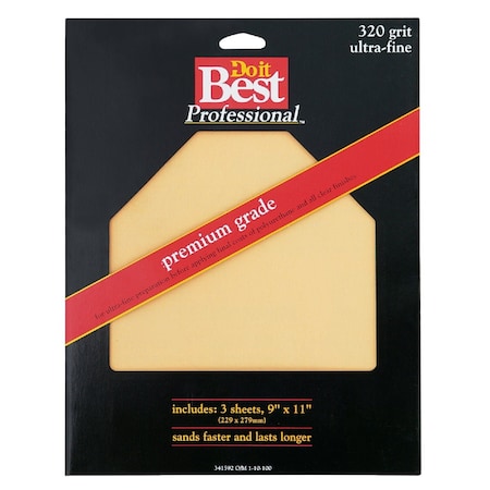 Do It Best Premium Plus 9''x11'' 320 Grit Ultra Fine Sandpaper, 3PK 7267004
