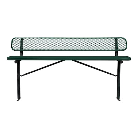 Leisure Craft Bench/Back, Ingroud Mount, 8ft., Green B8WBIG-GREEN