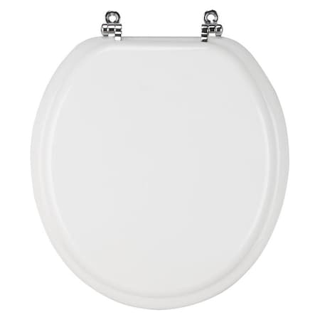 Prosource Toilet Seat, Round, MDF Molded Fiberboard, White, Bar Hinge T-17WMC