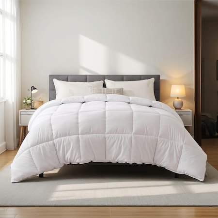 Simple Deluxe Comforter King Size, All Season Duvet Insert, Quilted Soft Down Alternative Bedding Comforter Rever 3A88HKCMFTKING250WHT