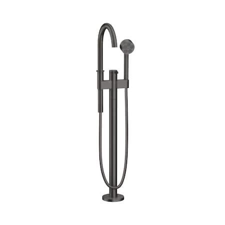 Axor ONE Freestanding Tub Filler Trim with 1.75 GPM Handshower in Brushed Black Chrome 48441341