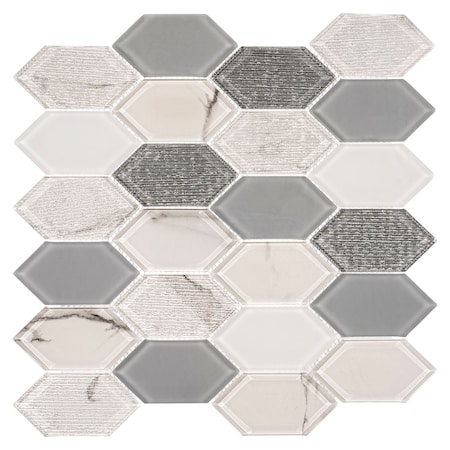 Andova Tiles Astor 2 in. x 4 in. Elongated Hexagon Glass Mosaic Wall Tile Andova Tiles