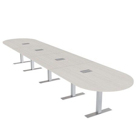 Skutchi Designs 20ft Racetrack Conference Table With Power | Harmony Series | 20 Person Meeting Room Table HAR-RAC-48X240-T-K458-ESIL