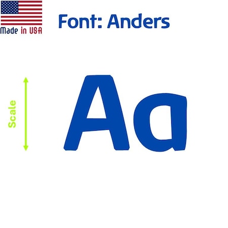 Aacc Self-Adhesive Vinyl Letter: a, Scale: 12 in. Color: Blue Font: Anders by, 24PK AACC-Anders-la-Blue-I12x24