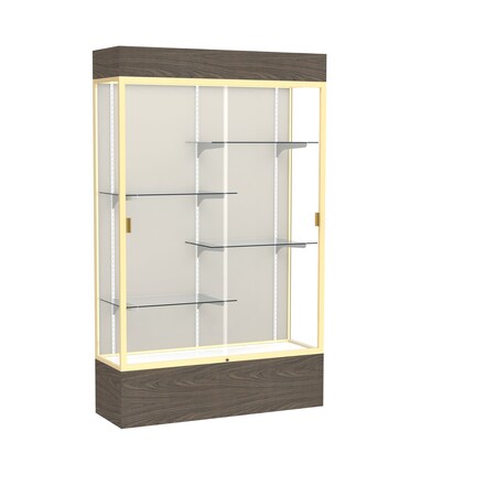 Ghent Lighted Floor Display Case 48x80x16, Plaque 2174PB-GD-WV