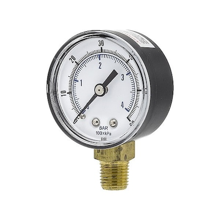 Zoro Select Pressure Gauge, 1/4 in NPT, Bottom Location SEP-101D-204D