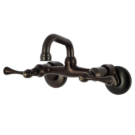 Kingston Brass Double-Handle Wall Mount Bar Faucet, Oil Rubbed Bronze KS312ORB