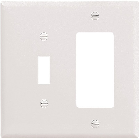 Eaton Wiring Devices Combination Wallplate, 4-1/2 in L, 4-9/16 in W, 2 -Gang, Thermoset, White 2153W-BOX