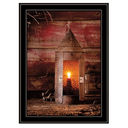 Homeroots Tinners Lantern 2 Black Framed Print Wall Art 406876