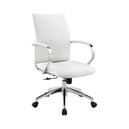 Homeroots White and Silver Adjustable Height Swivel Rolling Office Chair 554029