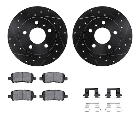 Dynamic Friction Co DFC Rotors-Drilled & Slotted-Black w/ 5000 Advanced Brake Pads Incl Hdw 8512-47023