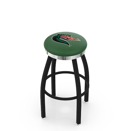 Holland Bar Stool Co 36" Blk Wrinkle UAB Swivel Bar Stool, Chrome Ring L8B2C36AlaBir