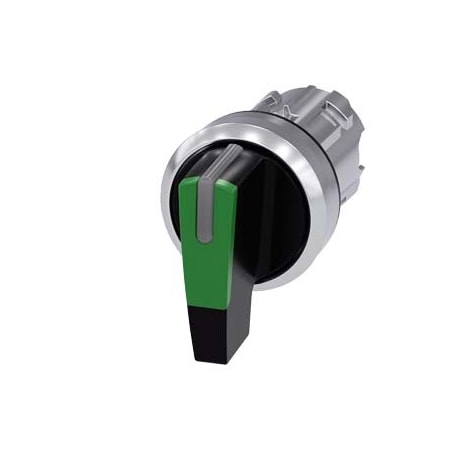 Siemens Selector switch, illuminable, 22 mm, round, metal, shiny, green 3SU1052-2CL40-0AA0
