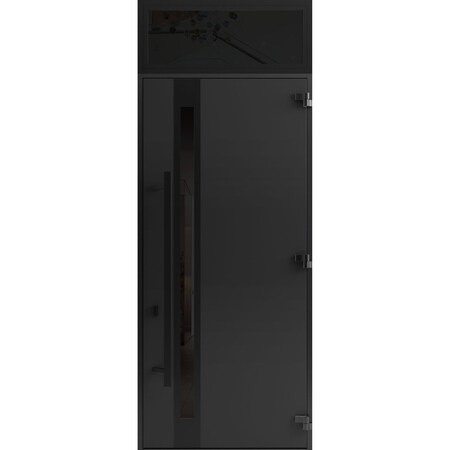 Vdomdoors Front Exterior Prehung Steel Door Ronex1033 Teak 96 Transom Window Sidelite Entry Metal Modern RONEX1033EXD-OAK-W36xH96+16-LH-I