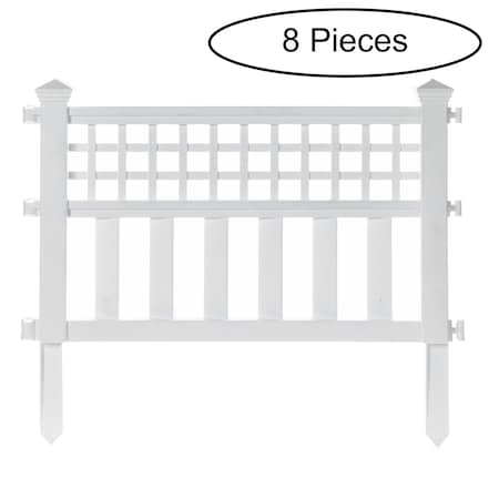 Gardenised Garden Gate Patio Picket Fence Flower Bed Border White Vinyl Edging, Set Of 8 QI003741.WL.8