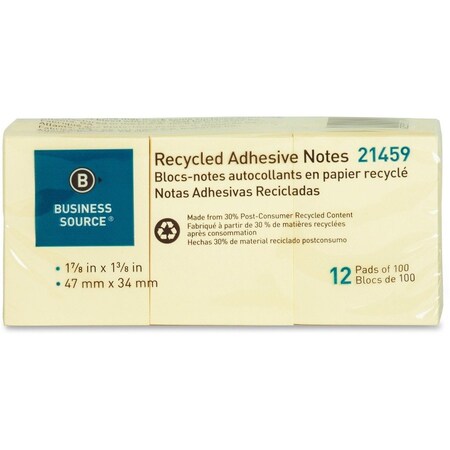 Business Source NOTES, ADHSV, RCYC, 1.5X2, 12PK, PK6 BSN21459