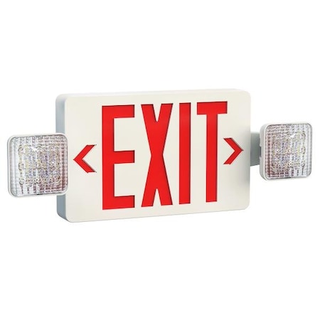 Exitronix VLED Series LED Exit Sign Combo, Dual Emergency Heads, Thermoplastic VLED-U-BL-EL90L
