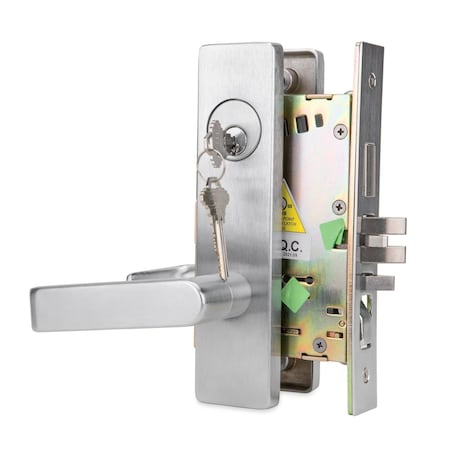 Trans Atlantic Co. DXML Series RightHand HeavyDuty Commercial MortiseLock W/ Escutcheon Handleset Grade1 Sotreroom BC DL-DXML80SERH-US26D