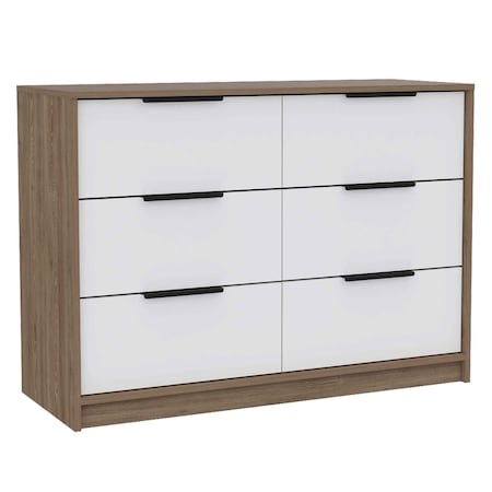 Homeroots 42" Brown and White Four Drawer Dresser 403751