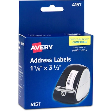 Avery Thermal Printer Label Roll, Thermal Printers, 1.13 X 3.5, Clear 04151