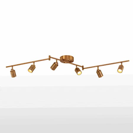 Vidalite Shura Brass 6-Light Swivel Track Light with Rotatable Heads, Integrated LED, 3000k, 3000 Lumen CE1009227