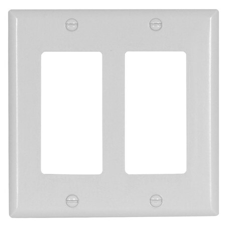 Eaton Wiring Devices Wallplate, 4-1/2 in L, 4.56 in W, 2-Gang, Thermoset Plastic, White, High-Gloss 2152W-BOX
