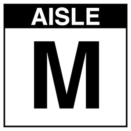 5S Supplies Warehouse Aisle M Sign - 24in x 24in - SINGLE - BRKT - PVC AISLE-M-24X24-SINGLE-BRKT