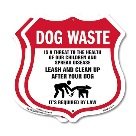 Signmission Dog Poop Shield Sign Dog Waste Is A Thre, 6 inch X 6 inch, Plastic Sign, 2PK SHI-P-2PACK-6-374