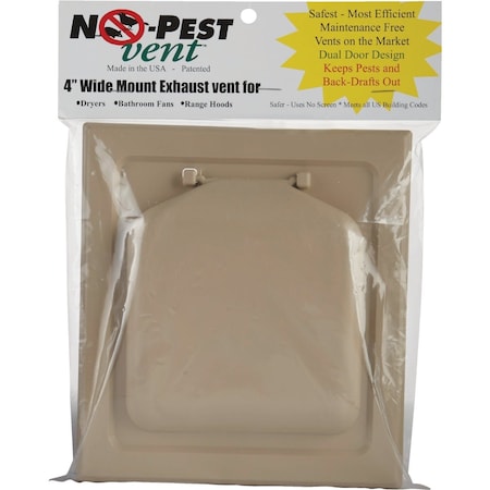 No-Pest 4'' Tan Plastic Wide Mount Dryer Vent Hood NPWRT