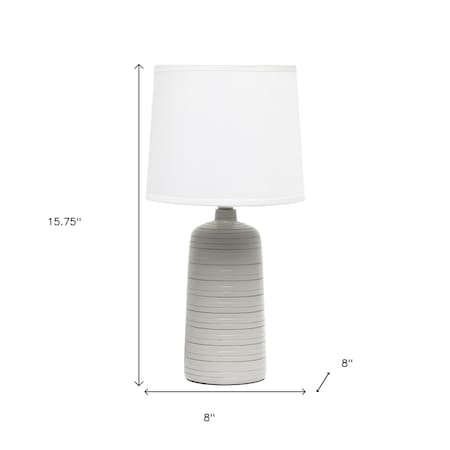 Homeroots 16" Taupe Ceramic Table Lamp With White Drum Shade 643464 | Zoro