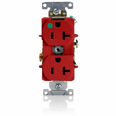 Leviton Straight Blade Receptacle, 5-20R, 20 A, 125V AC, 2 Pole, 3 Wire, Flush Mount, Single, Red 8300-HR