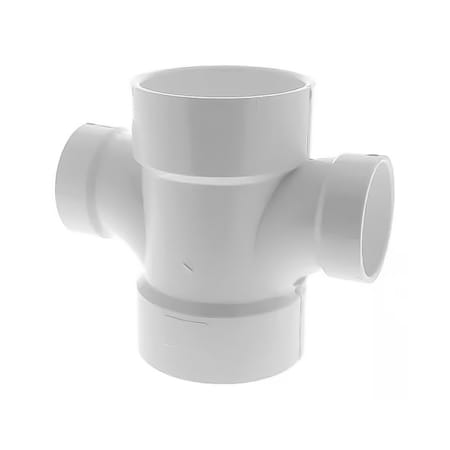 Thrifco Plumbing 3" x 3" x 2" x 2" PVC DWV Double Sanitary Tee, Reducing (ALL HUB) 6752190