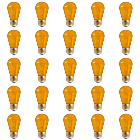 Bulbrite 11-Watt S14 Transparent Amber Dimmable Incandescent Light Bulb, 25PK 861023