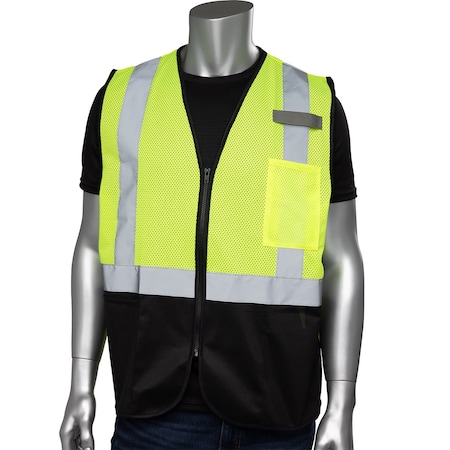 Pip ANSI Type R Class 2 Three Pocket Mesh Vest with Black Bottom Front 302-V173BLY-4X/5X