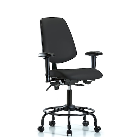 Blue Ridge Ergonomics Desk Chair Adjustable Arms, 21" to 26" Height, Vinyl, Black BR-VDHCH-MB-RT-T0-A1-RC-8540