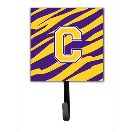 Carolines Treasures Initial C Tiger Stripe - Purple Gold Leash Holder Or Key Hook CJ1022-CSH4